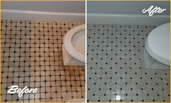 Sir Grout Cleans this Bethania Bathroom Tile and Grout Cleaned to Remove Stains Before and After Picture of a Bethania Bathroom Tile and Grout Cleaned to Remove Stains