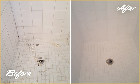 Sir Grout Caulks this Lewisville Bathroom Re-Caulked To Repair Damaged Caulking Before and After Picture of a Lewisville Bathroom Re-Caulked To Repair Damaged Caulking