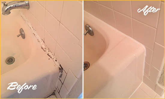Sir Grout Caulks this Lewisville Bathroom Sink Caulked to Fix a DIY Proyect Gone Wrong Before and After Picture of a Lewisville Bathroom Sink Caulked to Fix a DIY Proyect Gone Wrong